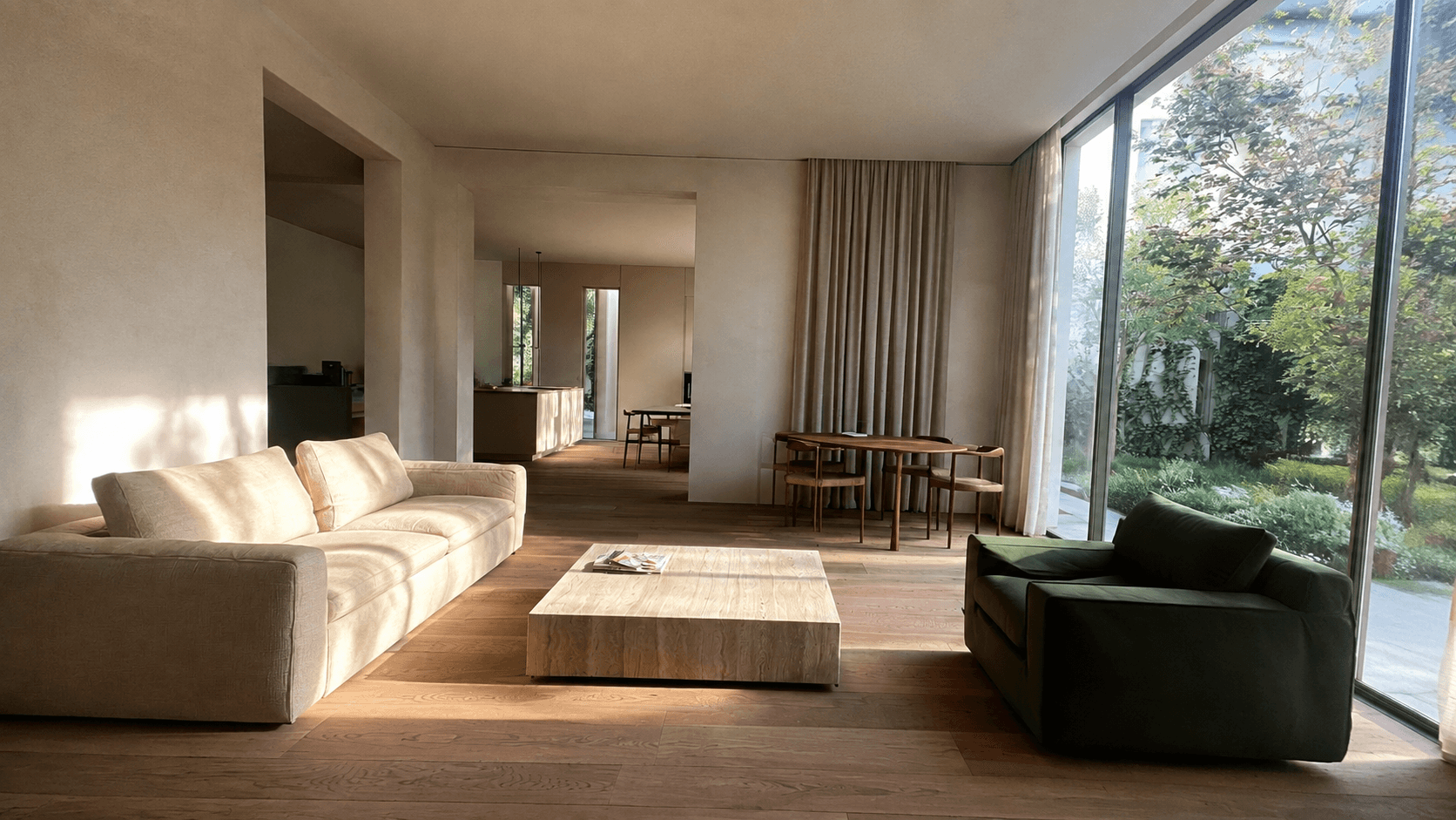 Living room example with uneven light and wide-angle distortion